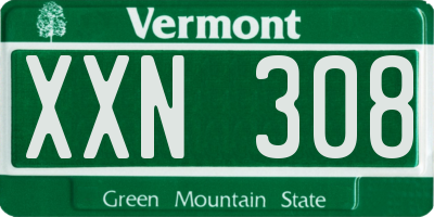 VT license plate XXN308