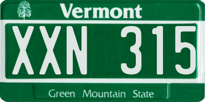 VT license plate XXN315