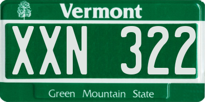 VT license plate XXN322