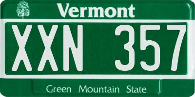 VT license plate XXN357