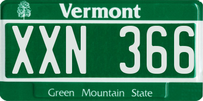 VT license plate XXN366