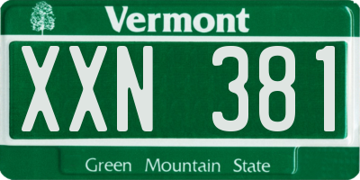 VT license plate XXN381