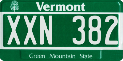 VT license plate XXN382