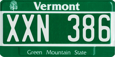 VT license plate XXN386