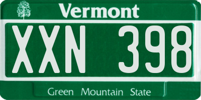 VT license plate XXN398