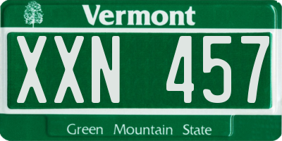 VT license plate XXN457