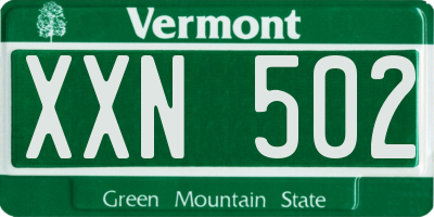 VT license plate XXN502