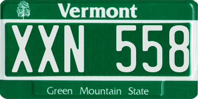 VT license plate XXN558