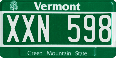 VT license plate XXN598