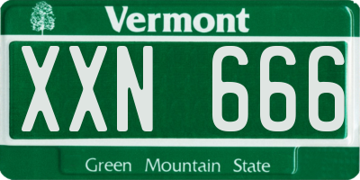VT license plate XXN666