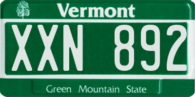 VT license plate XXN892