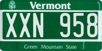 VT license plate XXN958