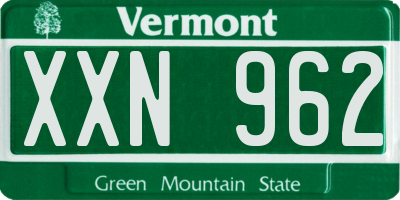 VT license plate XXN962