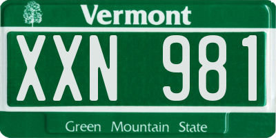 VT license plate XXN981