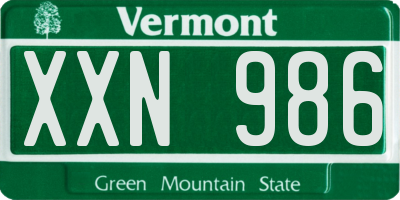 VT license plate XXN986