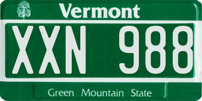 VT license plate XXN988