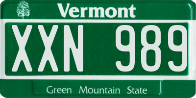 VT license plate XXN989