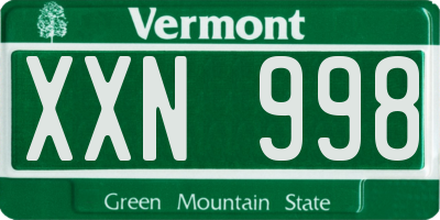 VT license plate XXN998
