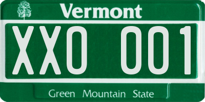 VT license plate XXO001