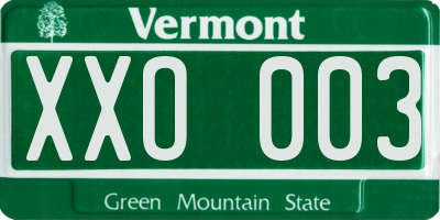 VT license plate XXO003