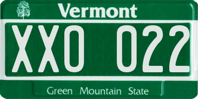 VT license plate XXO022