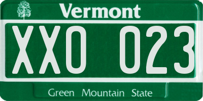 VT license plate XXO023