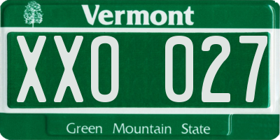 VT license plate XXO027