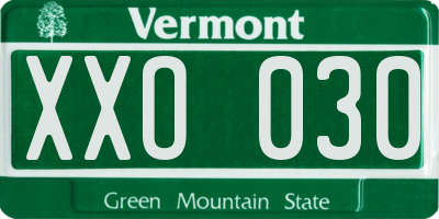 VT license plate XXO030