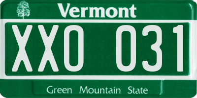 VT license plate XXO031