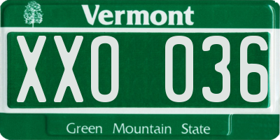 VT license plate XXO036