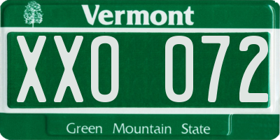 VT license plate XXO072