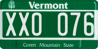 VT license plate XXO076