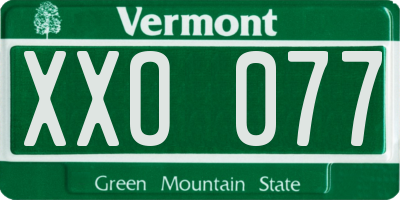 VT license plate XXO077