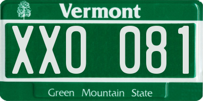 VT license plate XXO081