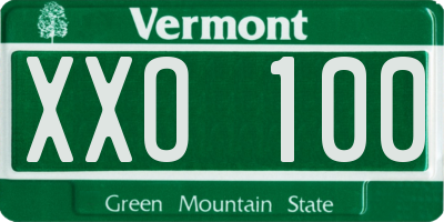 VT license plate XXO100