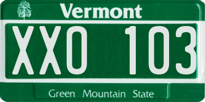 VT license plate XXO103