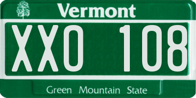 VT license plate XXO108