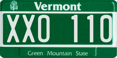 VT license plate XXO110