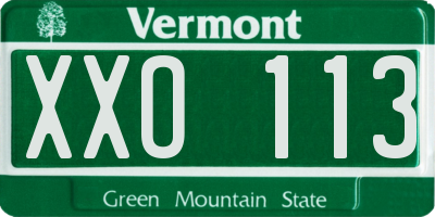 VT license plate XXO113