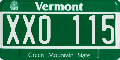 VT license plate XXO115