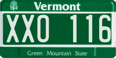 VT license plate XXO116