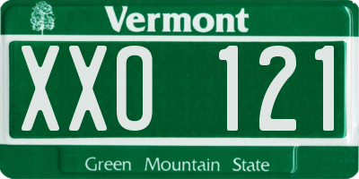 VT license plate XXO121