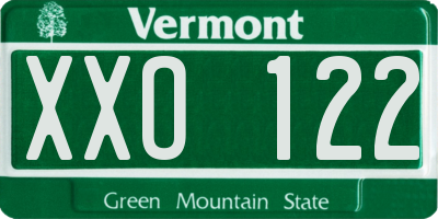VT license plate XXO122