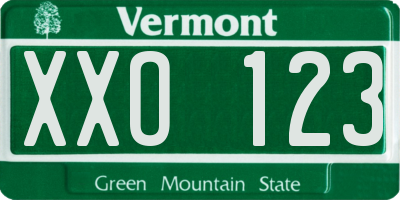 VT license plate XXO123