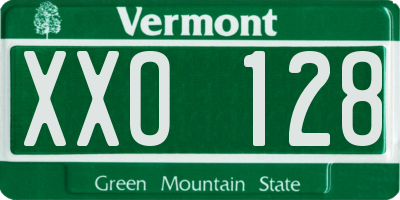 VT license plate XXO128