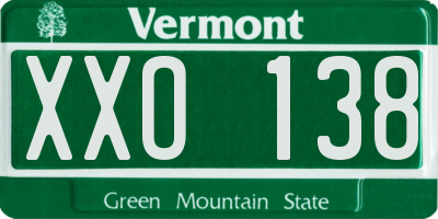 VT license plate XXO138