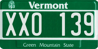 VT license plate XXO139