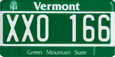 VT license plate XXO166