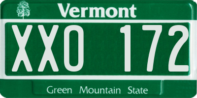 VT license plate XXO172