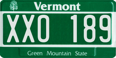 VT license plate XXO189